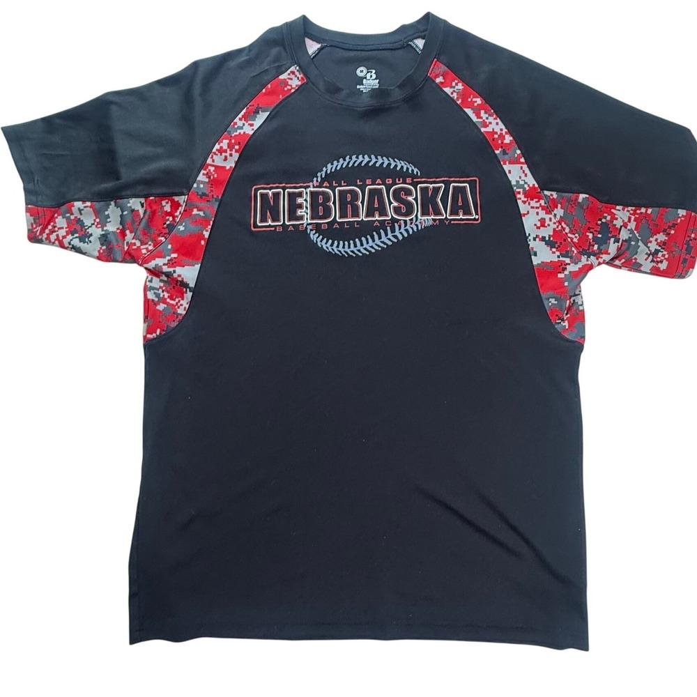 Badger Sport Nebraska Baseball Academy Jersey Mens Medium Black Digital Camo #5